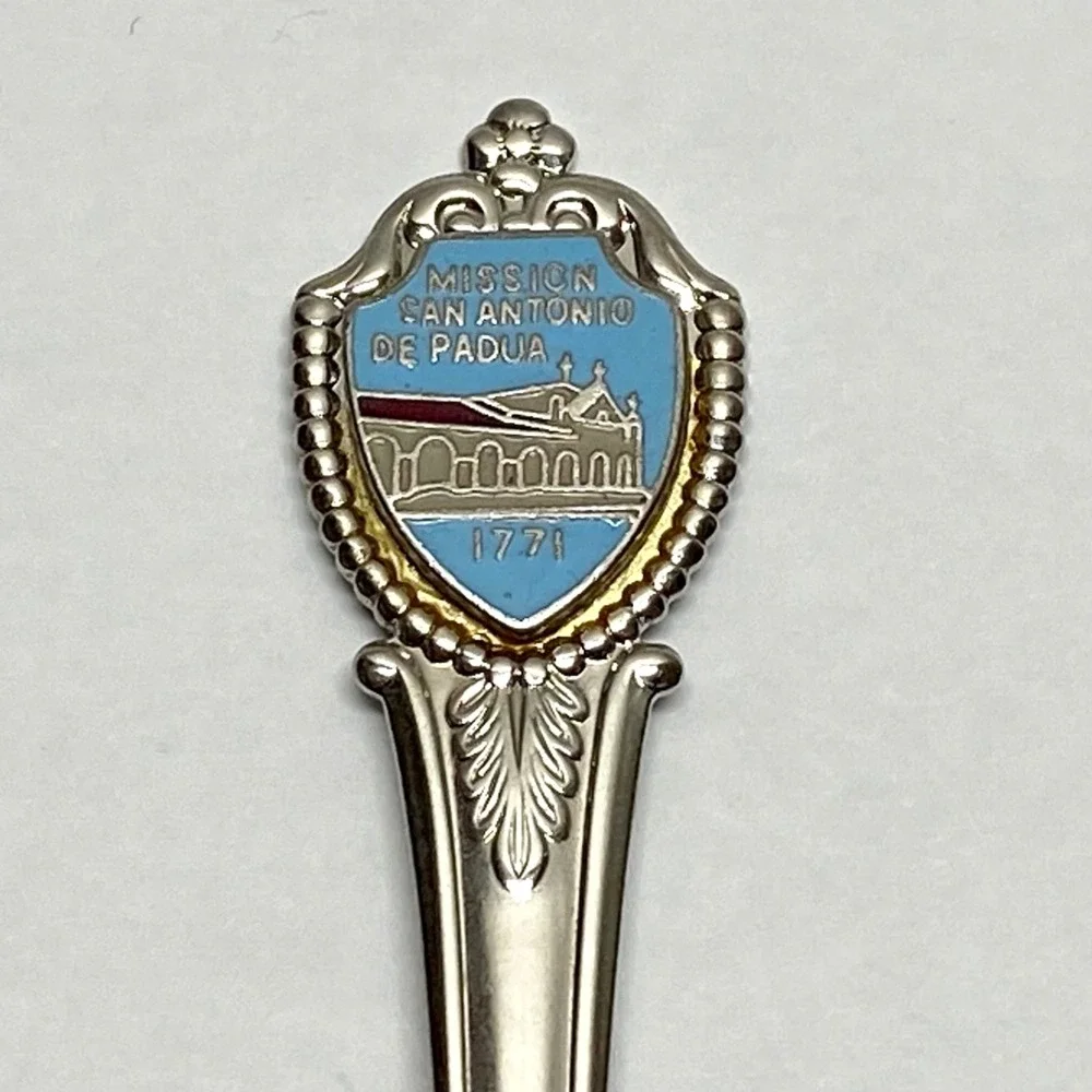 Vintage Texas San Antonio Mission De Padua Souvenir Silver Tone Collectors Spoon